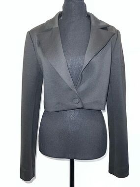 Good American Shiny Scuba Cropped Blazer